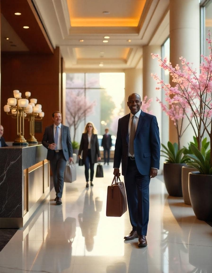File d’attente organisée à l’accueil d’un hôtel